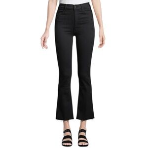Mother The Hustler Ankle Fray Hem Jeans in Not Guilty Black Cropped Size 32